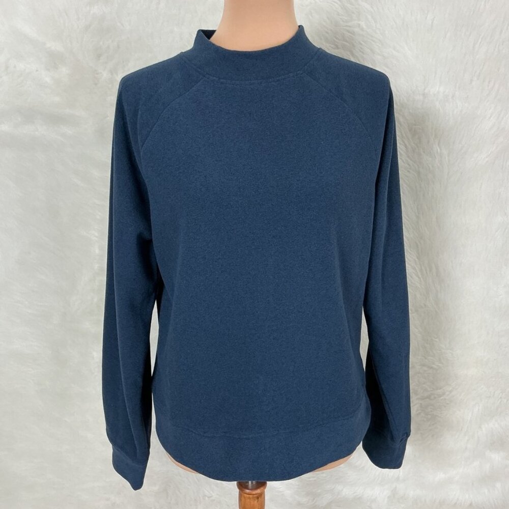 Dudley Stephens Blue Long Sleeve Mock Neck Terry Pullover Top S